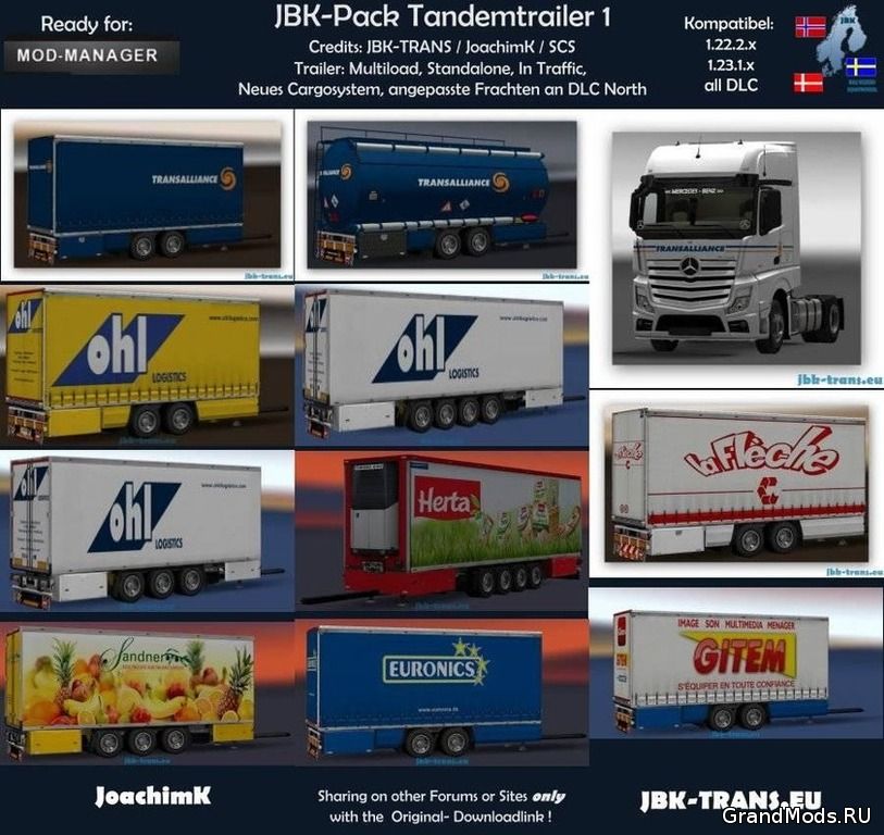 Пак тандем прицепов "JBK-Tandem trailer pack" v1